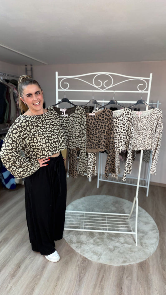 Crop Shirt mit langem Arm im Leoprint 70475
