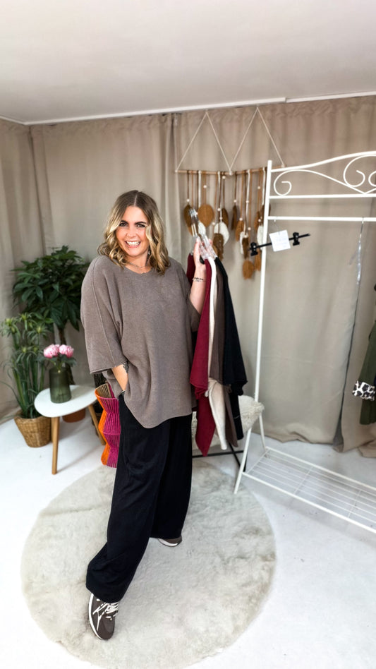 Pulli Oversized geschnitten mit 3/4 Arm - bis Gr. 46/48 (70403)