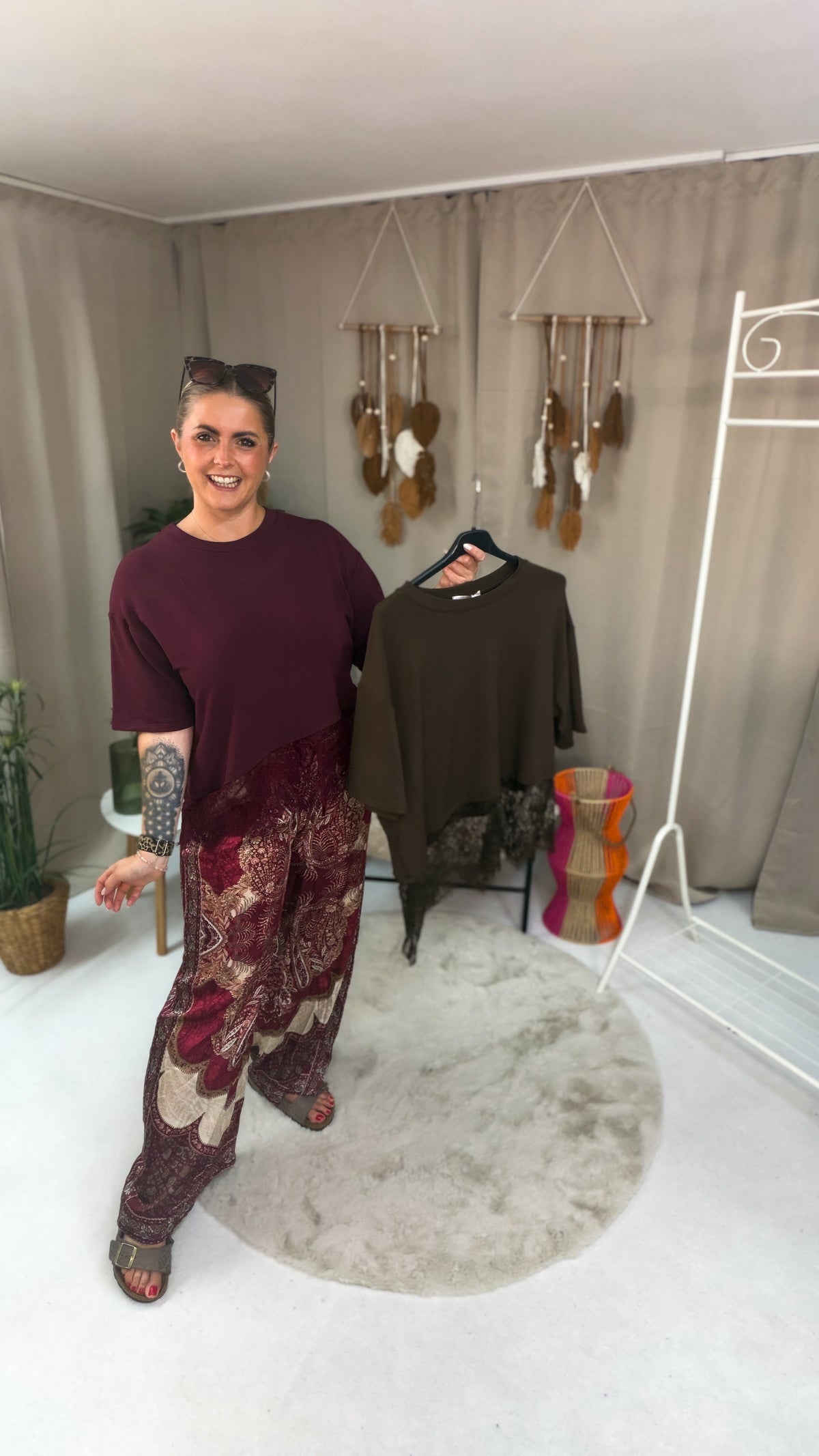 Shirt mit Spitze und 1/4 Arm 70349