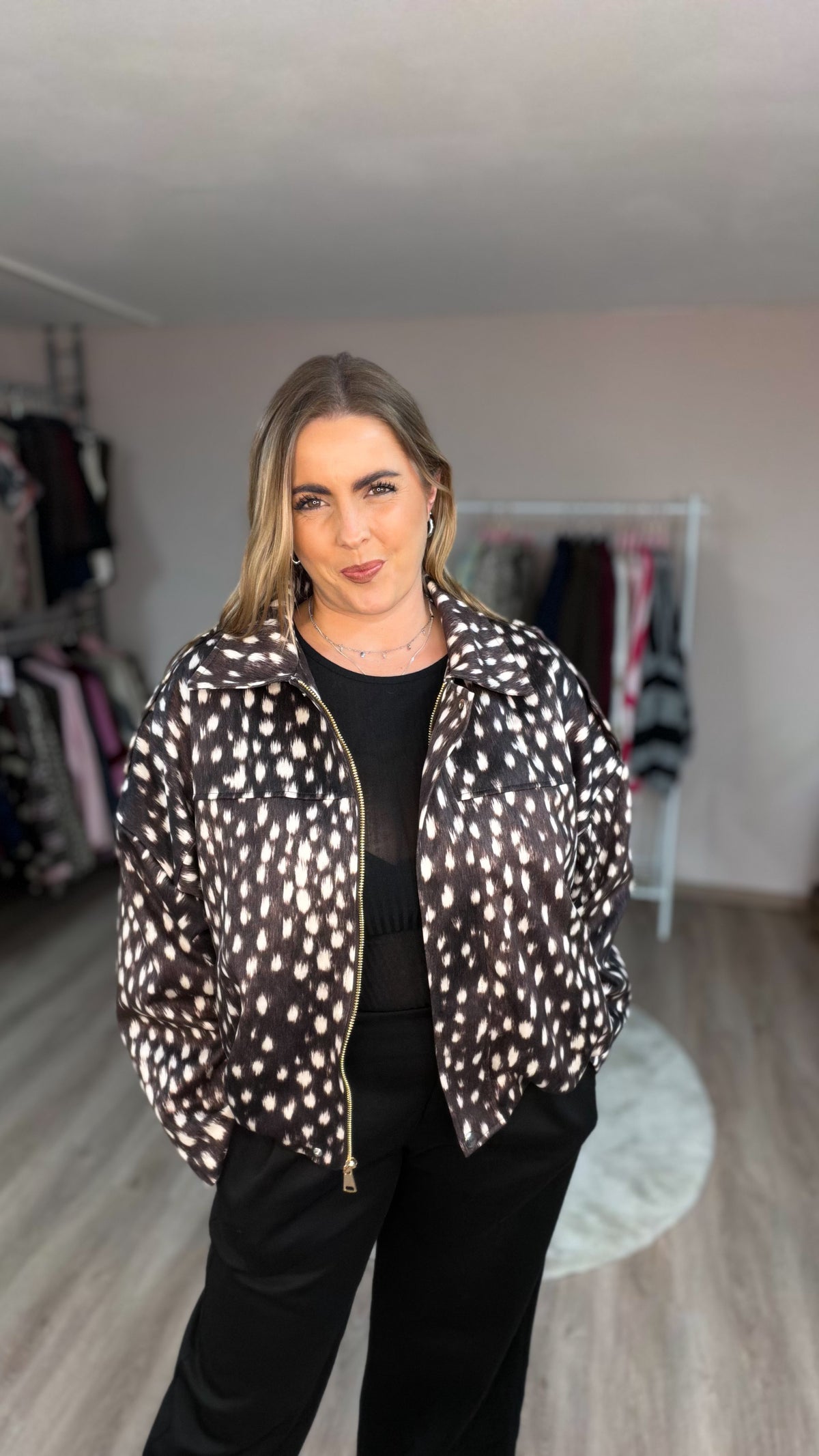 Jacke in Braun/Ecru gemustert (70481)