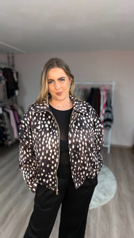 Jacke in Braun/Ecru gemustert (70481)