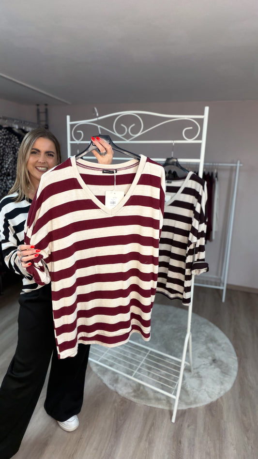 Pulli gestreift mit V-Ausschnitt  (70515)