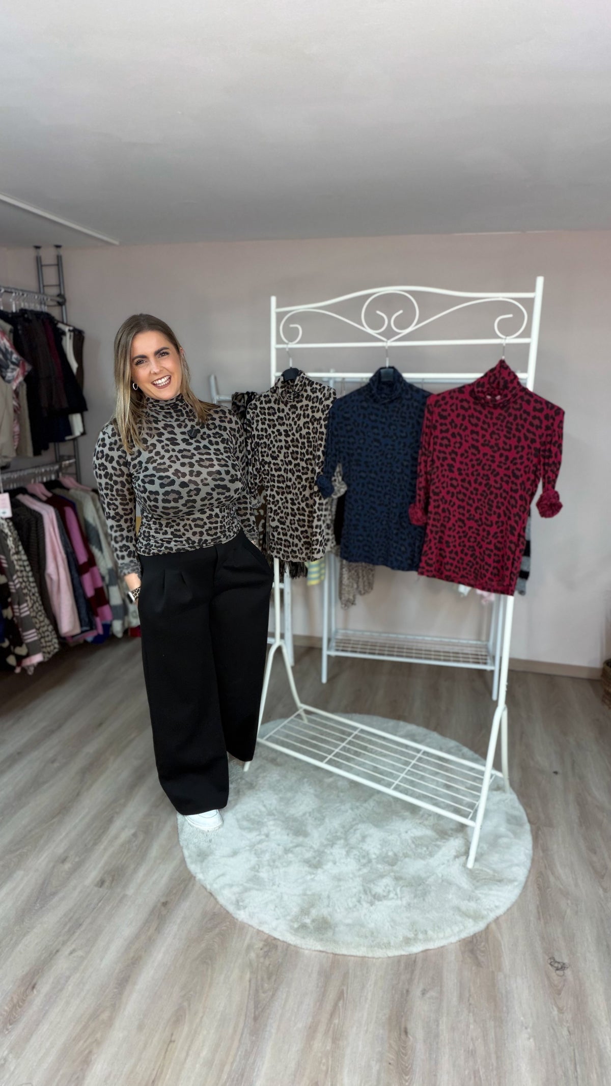 Shirt mit Stehbund im Leoprint (70502)