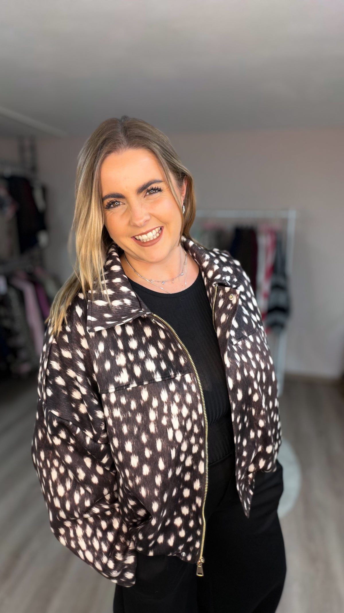 Jacke in Braun/Ecru gemustert (70481)